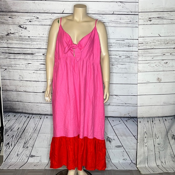 tabitha brown target pink dress | Dresses | Tabitha Brown For Nwt Sz 4x Red Colorblock Linen Blend Maxi Dusty Blue Next Blue Red wedding guest dress Size:XXLT Bursting with radiant hues